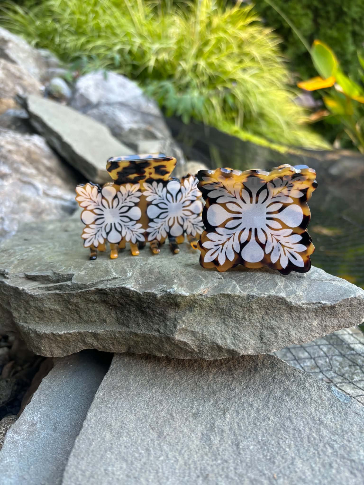 Mini quilt claw clip, Tortoise