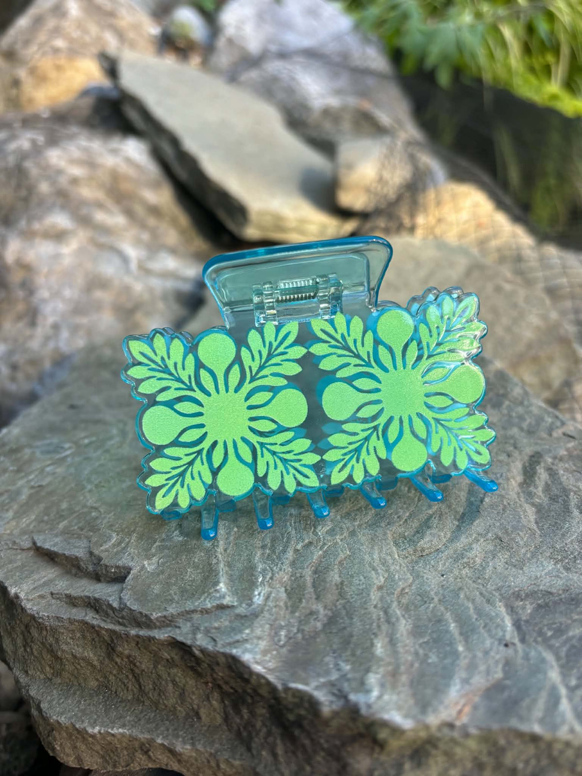 Large quilt claw clip, Aqua