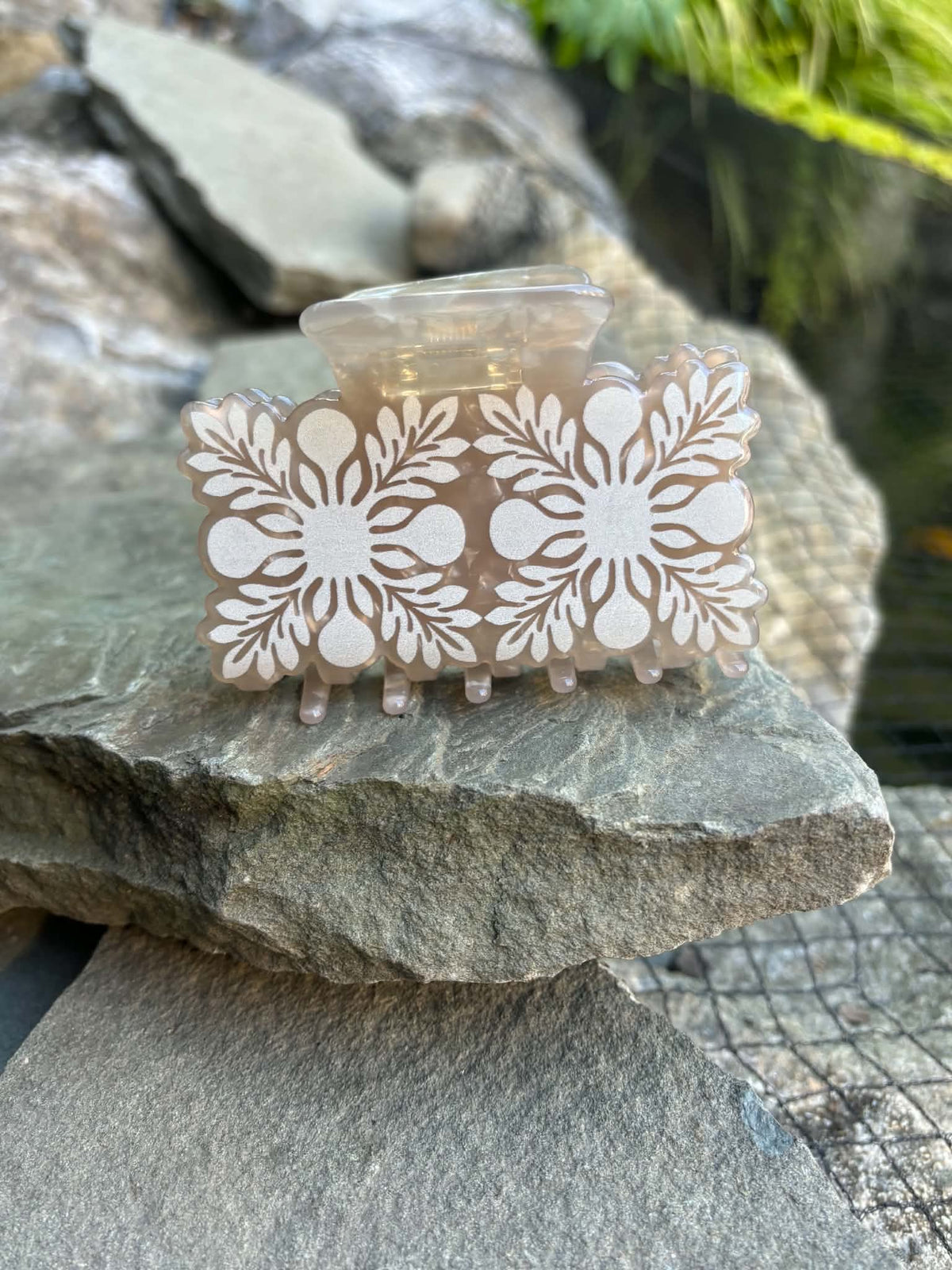 Large quilt claw clip, Cream