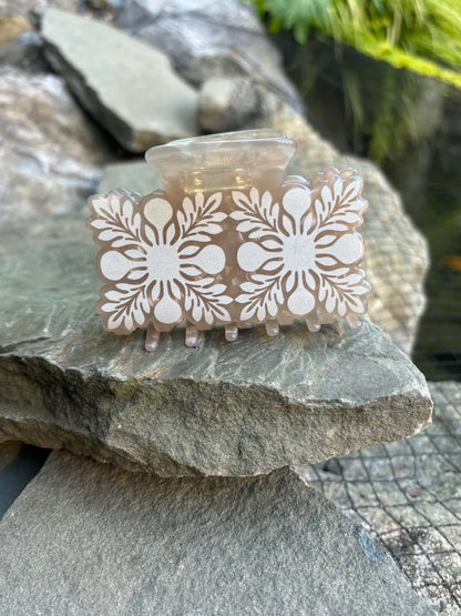 Large quilt claw clip, Cream