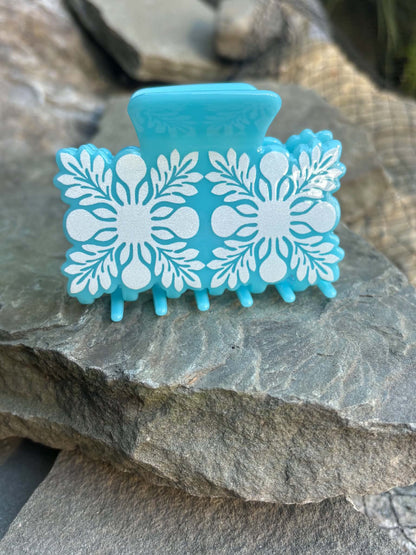 Large quilt claw clip, Blue