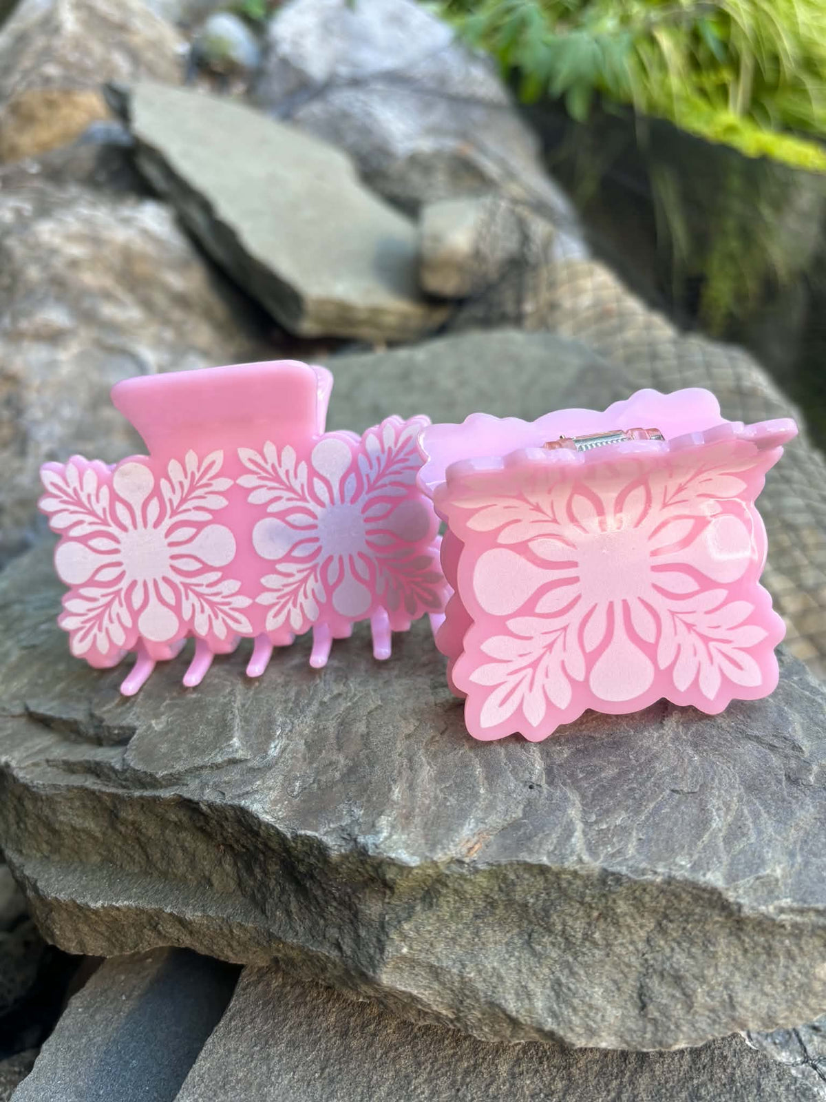 Mini quilt claw clip, Strawberry