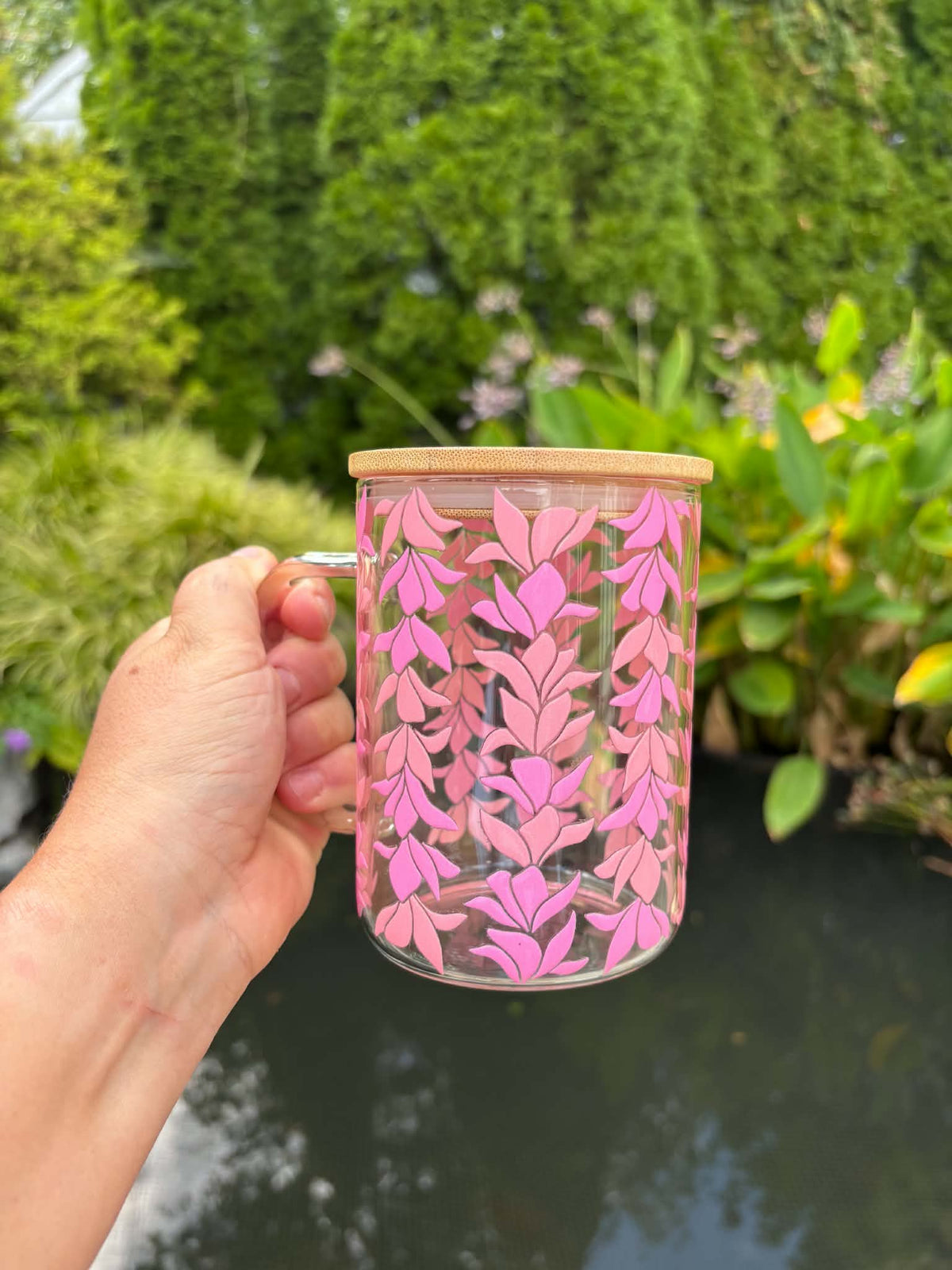 Plumeria Lei, Glass Mug